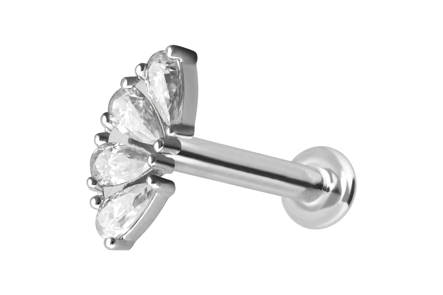 14 Karat Gold Labret Piercing mit Innengewinde MOISSANIT-BOGEN